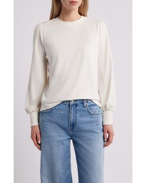 Caslon Blouson Sleeve Cotton Blend Top - Blue