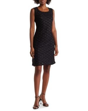Nina Leonard Sparkle Lattice Sheath Dress - Black