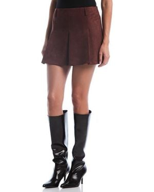 Laundry by Shelli Segal Pleated Faux Suede Miniskirt - Multicolor