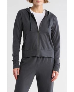 James Perse French Terry Crop Zip Hoodie - Black
