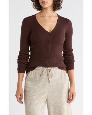 Max Studio V-Neck Cardigan V-Neck Cardigan - Purple