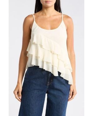 Leith Ruffle Asymmetrical Chiffon Cami - Blue