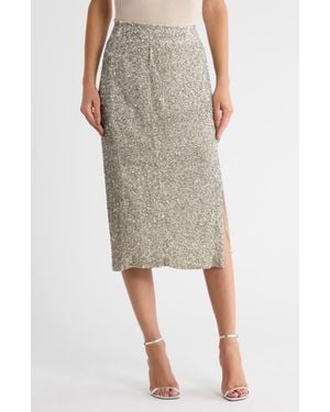 Twp Patrow Sequin Embellished Silk Maxi Skirt - White