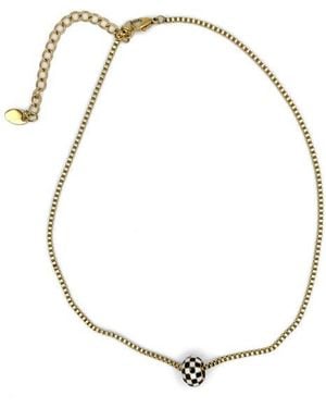 Rebel Checkered Enamel Necklace - White