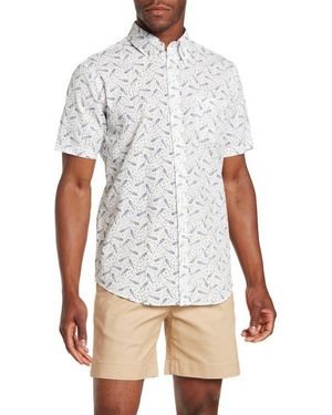 Brooks Brothers Regent Fit Paisley Short Sleeve Button Front Dress Shirt - White