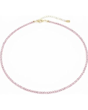 Gabi Rielle Rose Quartz Beaded Necklace - Metallic