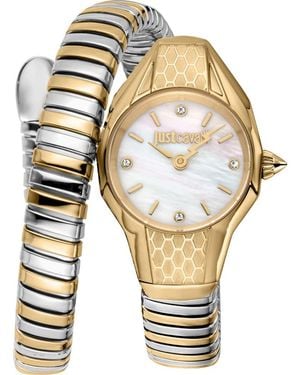 Just Cavalli Vivace Snake Wraparound Bracelet Watch, 22Mm X 33Mm - Metallic