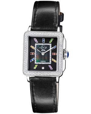Gv2 Padova Diamond Leather Strap Watch, 27Mm X 30Mm - Black