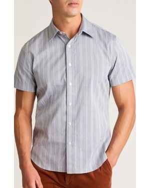 Bonobos Riviera Slim Fit Stripe Short Sleeve Button-Up Shirt - Gray