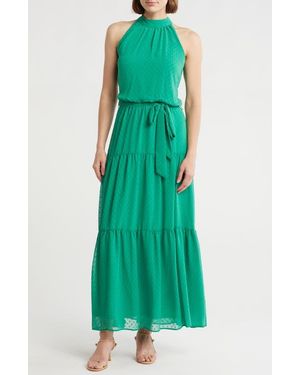 Donna Ricco Sleeveless Tiered Maxi Dress - Green