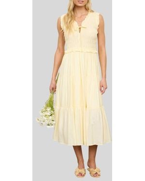 Blu Pepper Smocked Tiered Dress - Yellow