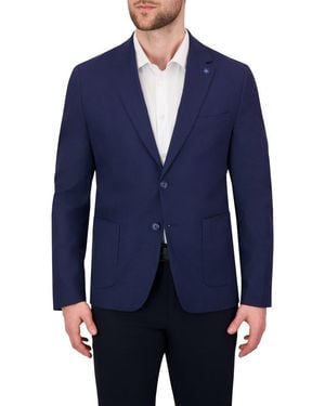Report Collection Linen Blend Stretch Sport Coat - Blue