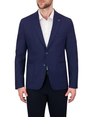 Report Collection Linen Blend Stretch Sport Coat - Blue