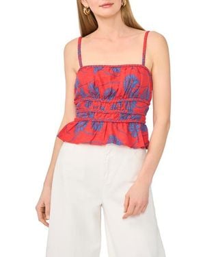 1.STATE Smocked Peplum Cami - Red