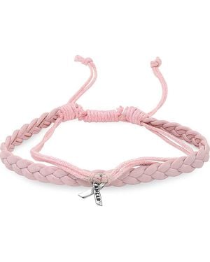 Steeltime Braided Leather & Cord Charm Bracelet - Pink