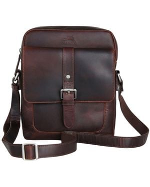 Mancini Buffalo Collection Leather Crossbody Bag - Black