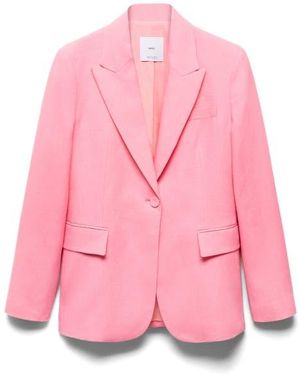 Mango Margo Linen Blazer - Pink