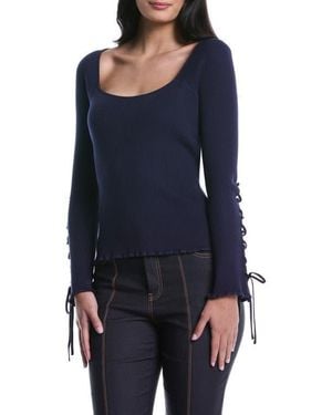 Laundry by Shelli Segal Tie Sleeve Sweater - Blue
