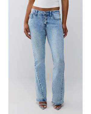 TRUE RELIGION Joey Button Front Flap Flare Jeans - Blue