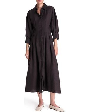 Twp Pleated Maxi Shirtdress - Black