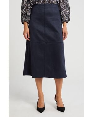 Max Studio Faux Suede A-Line Midi Skirt - Blue
