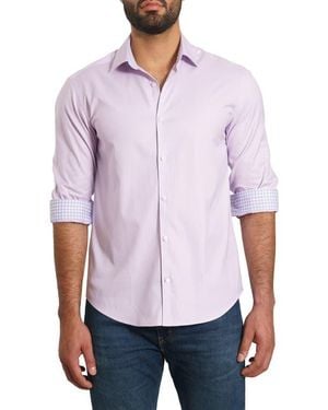 Jared Lang Trim Fit Solid Cotton Button-Up Shirt - Purple
