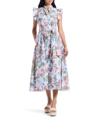 Robert Graham Sadie Floral Paisley Cap Sleeve Cotton Shirtdress - White