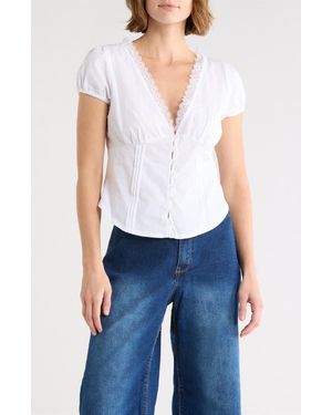 Vigoss Lace Trim Milkmaid Top - White