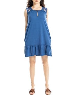 Max Studio Lace Trim Sleeveless Trapeze Dress - Blue