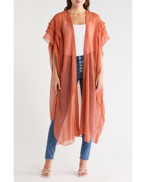 BCBGeneration Solid Pleated Chiffon Duster - Orange