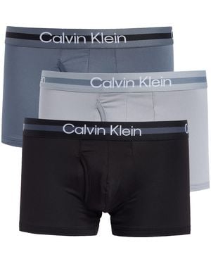 Calvin Klein Pack Of 3 Microfiber Low Rise Trunks - Blue