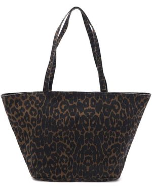 Adornia Leopard Print Large Tote Bag - Black