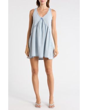 Habitual Denim Babydoll Dress - Blue
