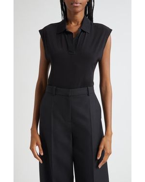 Vince Cap Sleeve Johnny Collar Polo - Black