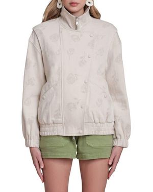 Avec Les Filles Cotton & Linen Blend Bomber Jacket - Gray