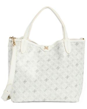 Sam Edelman Harper Mongram Mini Shopper Tote & Pouch - White