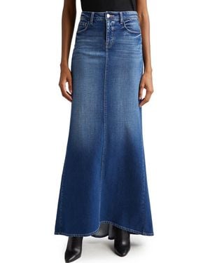 L'Agence Kailani Mermaid Denim Maxi Skirt - Blue