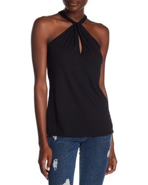 Go Couture Modern Halter Tank Top - Black