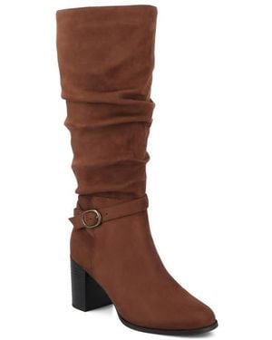 Journee Collection Fernanda Ruched Boot - Brown