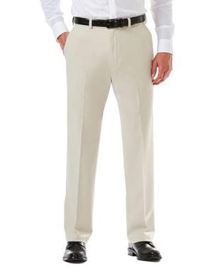 Haggar Cool 18 Pro Classic Fit Flat Front Pant - Natural