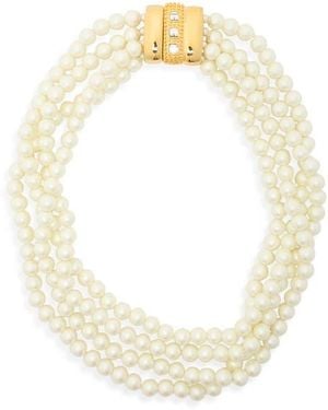 Kenneth Jay Lane Faux Pearl Layered Necklace - Metallic