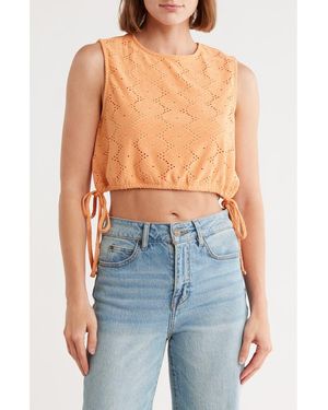 Vero Moda Kim Eyelet Sleeveless Crop Top - Orange