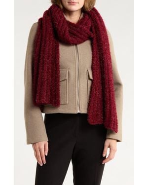 BCBGMAXAZRIA Cozy Metallic Knit Muffler Scarf - Red