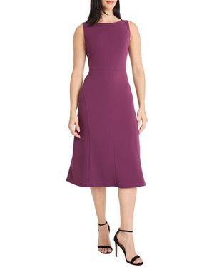 Maggy London Boat Neck Sleeveless Fit & Flare Dress - Purple