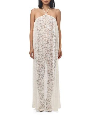 Naked Wardrobe Lace Halter Neck Maxi Dress - Natural