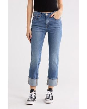 Seven7 High Waist Cuffed Hem Jeans - Blue