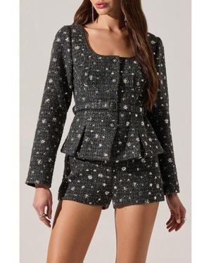 Astr Carolyn Sequin Tweed Jacket - Black