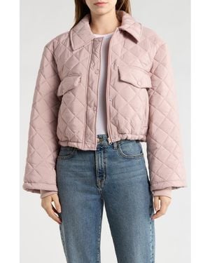 Blank NYC Diamond Quilted Puffer Jacket - Pink