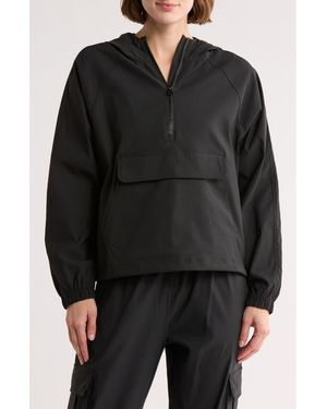 90 Degrees Wild Wood Water Resistant Hooded Anorak Jacket - Black