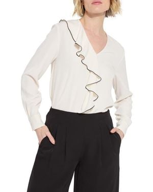 Lyssé Marianne V-Neck Ruffle Top - White